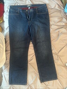 Natural Reflections Women's Straight Leg Jeans in Dark Blue Denim
